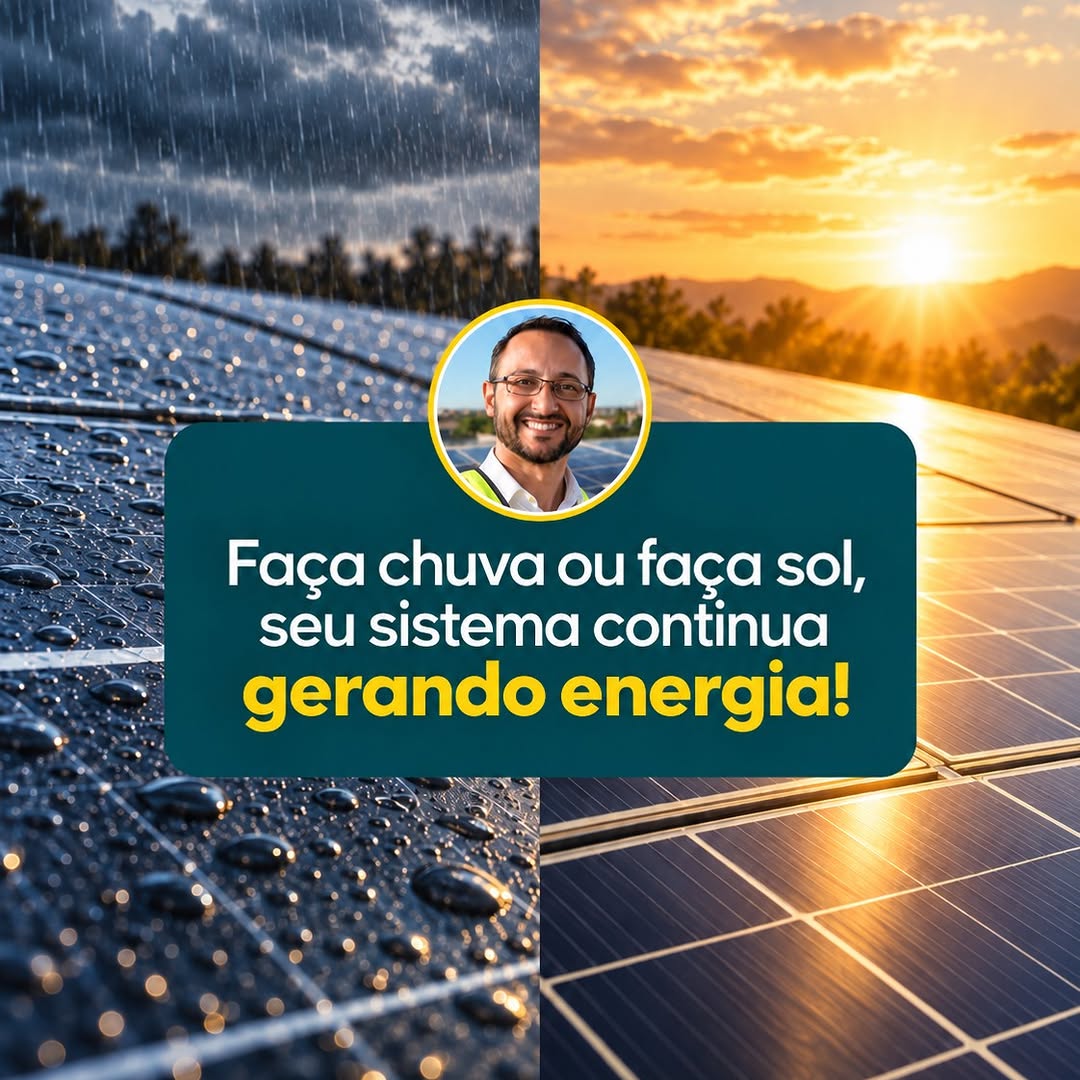 Publicação da Renovatech Energia sobre geração solar em dias de chuva e sol