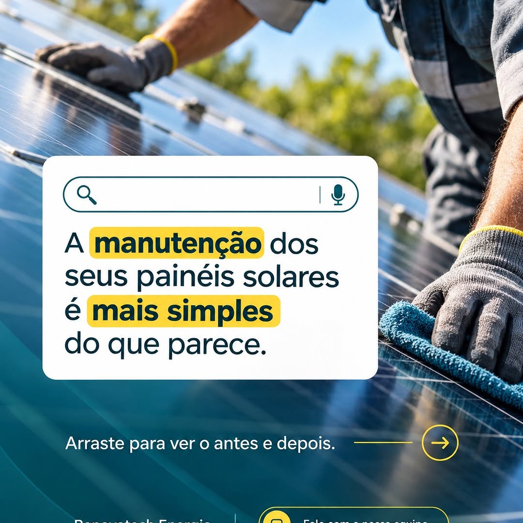 Publicação da Renovatech Energia sobre manutenção de painéis solares